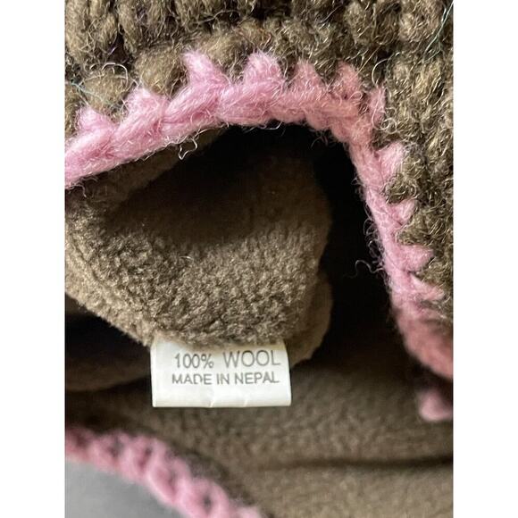 Nepal 100% Wool Beanie Winter Hat Knit Cap Fleece Lined Ski Earflaps Gorpcore - Picture 5 of 5